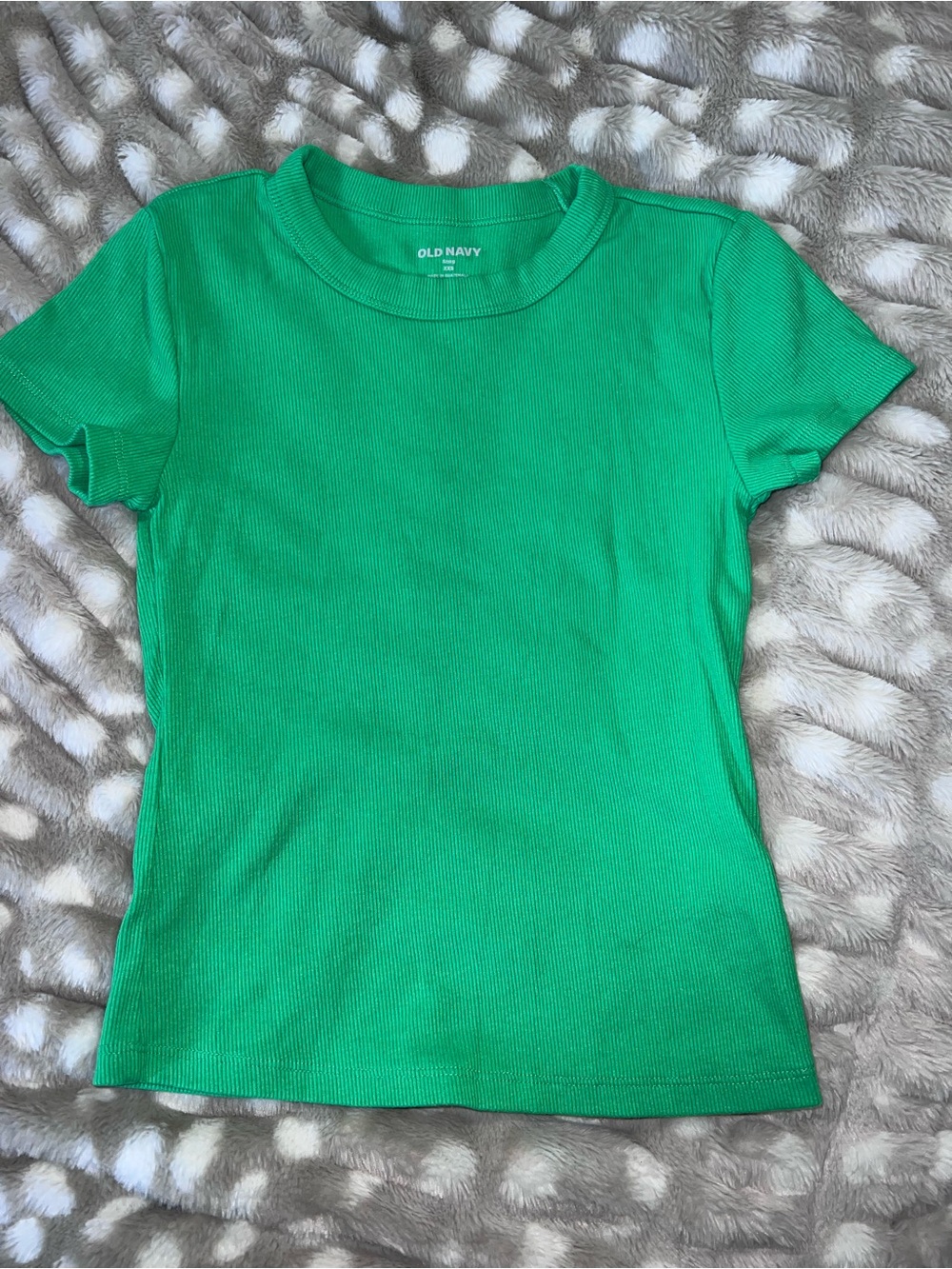 Old Navy Snug Ribbed Crew Neck T-Shirt Green XXS Stretch